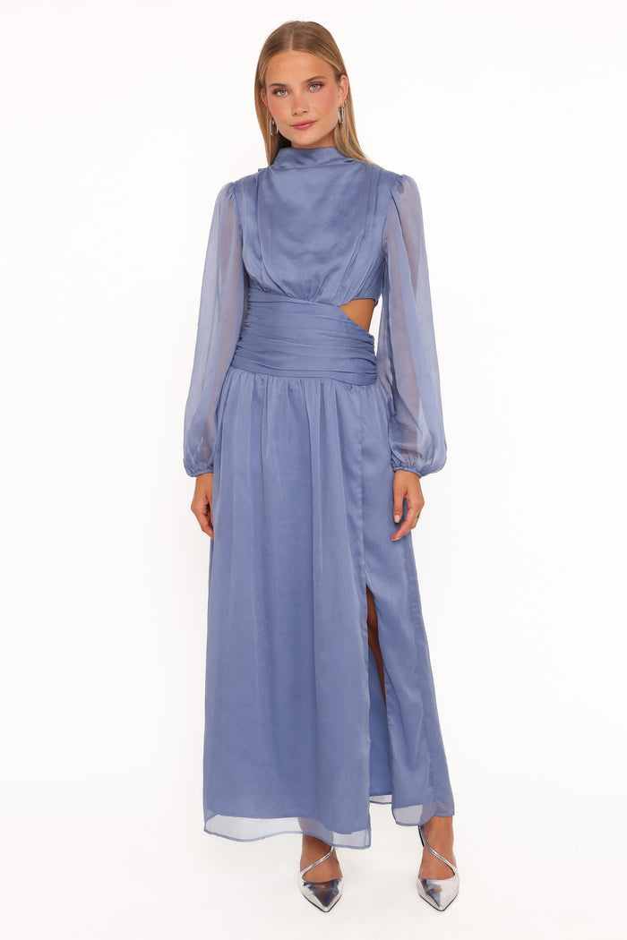 Petal and Pup USA DRESSES Neveah Long Sleeve Maxi Dress - Dusty Blue