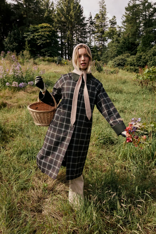 Nobody's Child Diola Brown and Green Tartan Collared Car Coat by Nobody's Child Shop Nobody's Child at Dotique