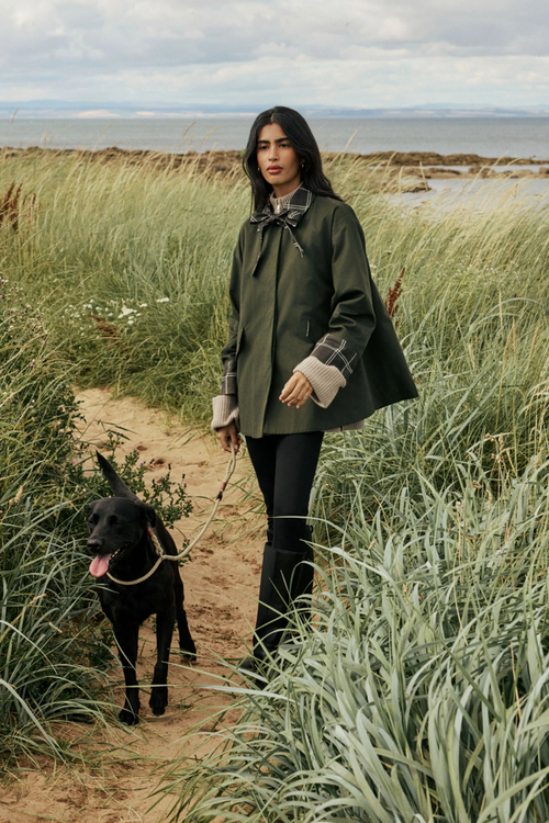 Nobody's Child Fion Khaki Tartan Trim Country Jacket on model Shop Nobody’s Child at Dotique