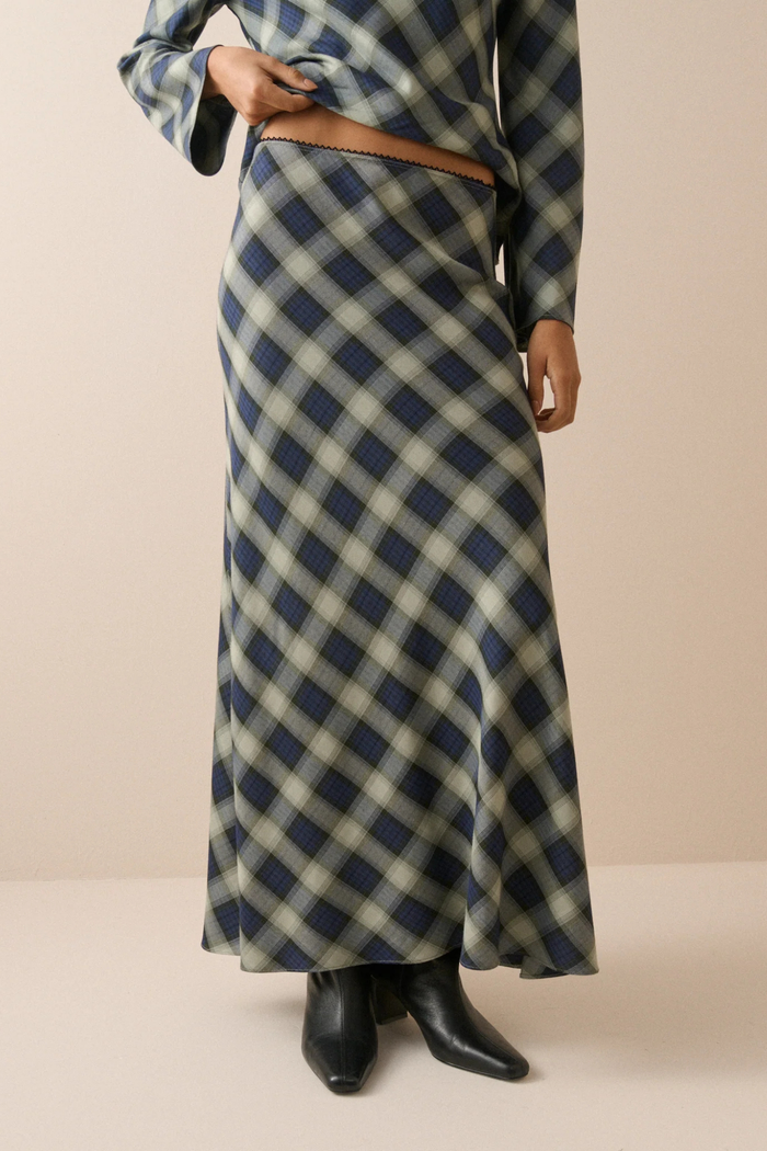 Nobody's Child Navy Check Otto Maxi Skirt on model Shop Nobody’s Child at Dotique