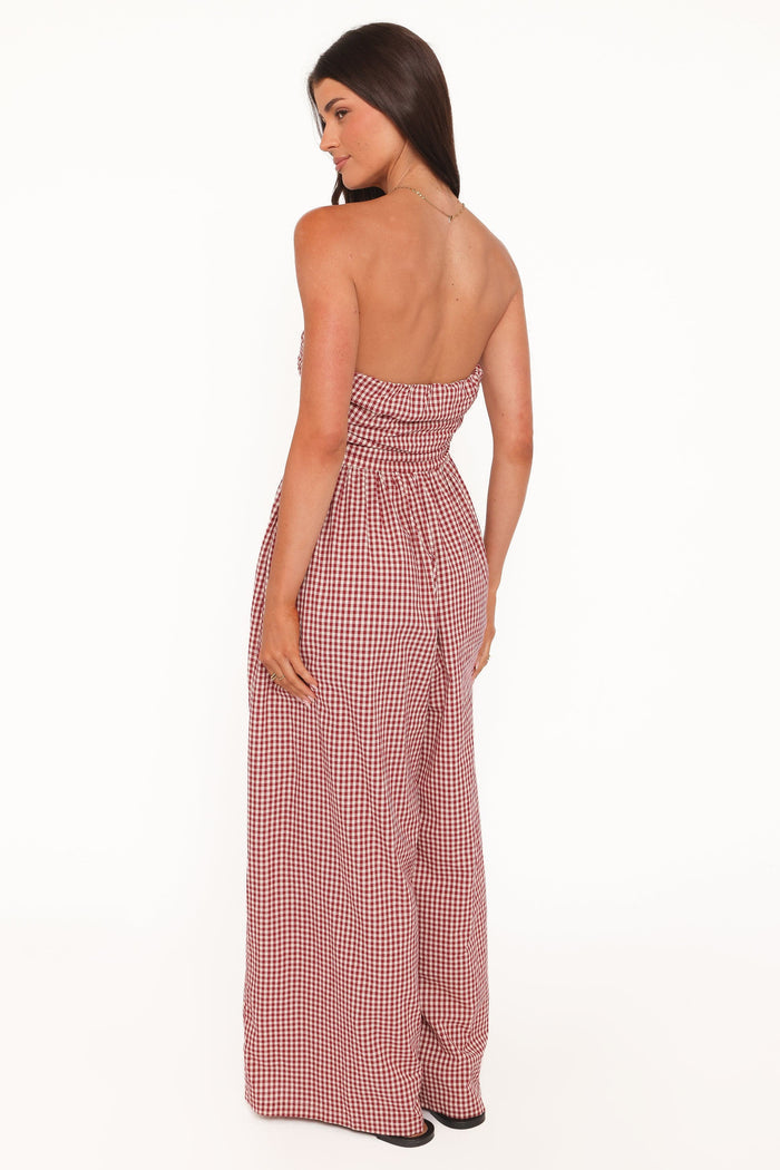 Petal and Pup USA PLAYSUITS Paige Strapless Jumpsuit - Red Gingham