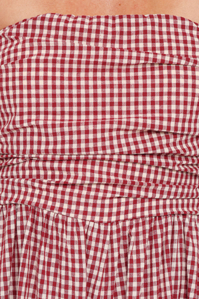 Petal and Pup USA PLAYSUITS Paige Strapless Jumpsuit - Red Gingham