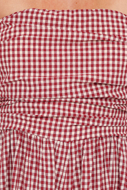 Petal and Pup USA PLAYSUITS Paige Strapless Jumpsuit - Red Gingham