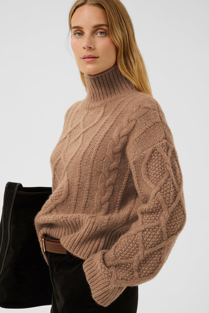 Part Two ChannaPW Jumper Medium Brown Melange 30310840 cable knit by Part Two. Shop Part Two at Dotique