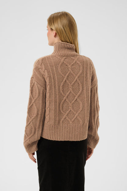 Part Two ChannaPW Jumper Medium Brown Melange 30310840 cable knit back view by Part Two. Shop Part Two at Dotique