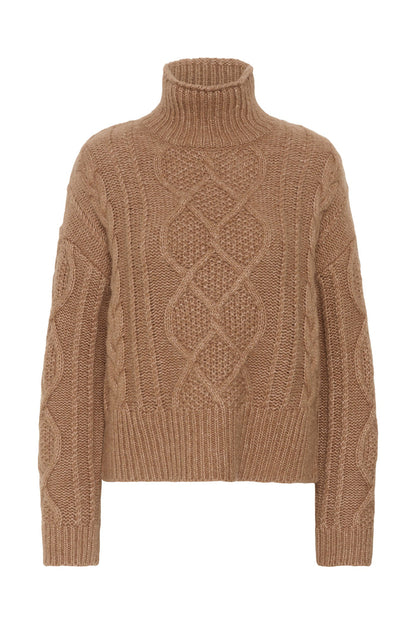 Part Two ChannaPW Jumper Medium Brown Melange 30310840 cable knit by Part Two Shop Part Two at Dotique