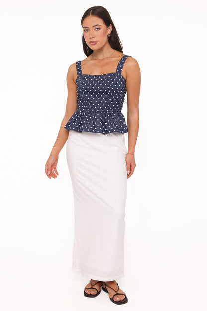 TOPS Paula Open Tie Back Top - Navy