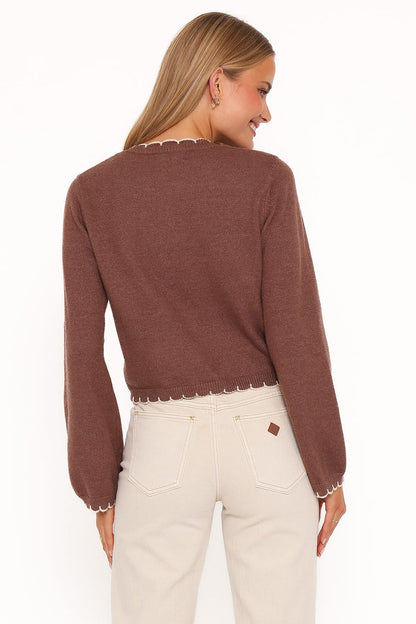 Petal and Pup USA KNITWEAR Payton Scallop Cardigan - Brown