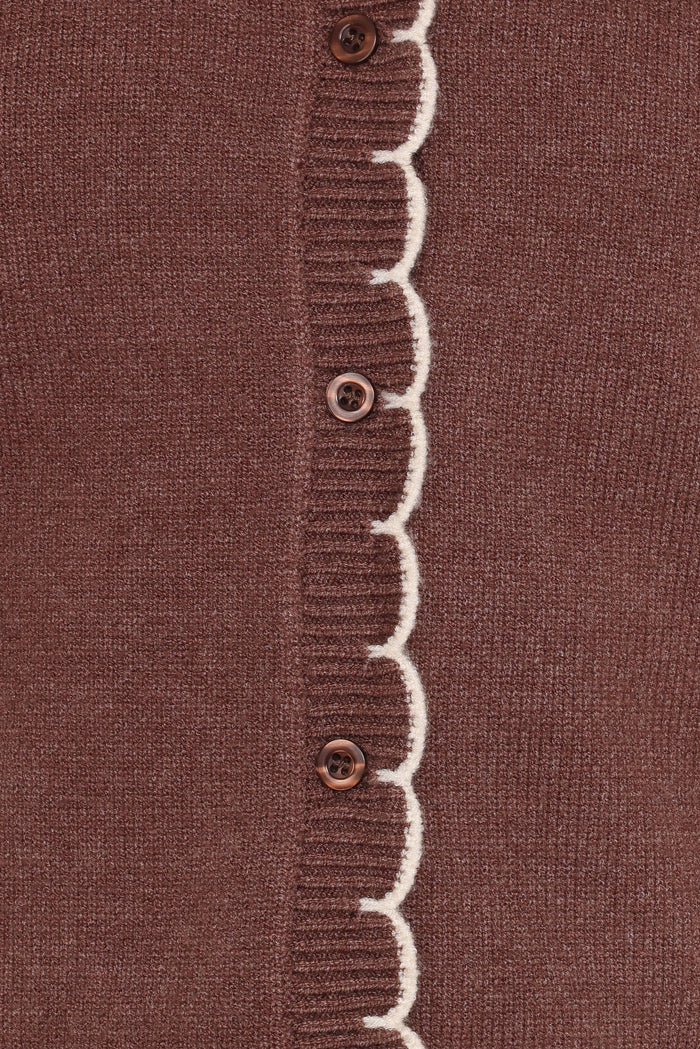 Petal and Pup USA KNITWEAR Payton Scallop Cardigan - Brown