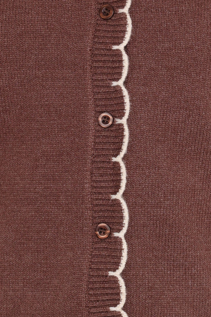 Petal and Pup USA KNITWEAR Payton Scallop Cardigan - Brown
