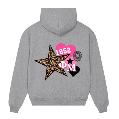 Phi Mu 1852 Leopard Star Pullover Hoodie