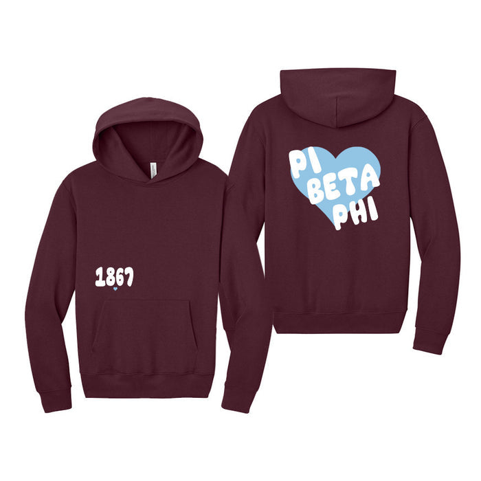Pi Beta Phi Boxy Heart Pullover Hoodie - Maroon