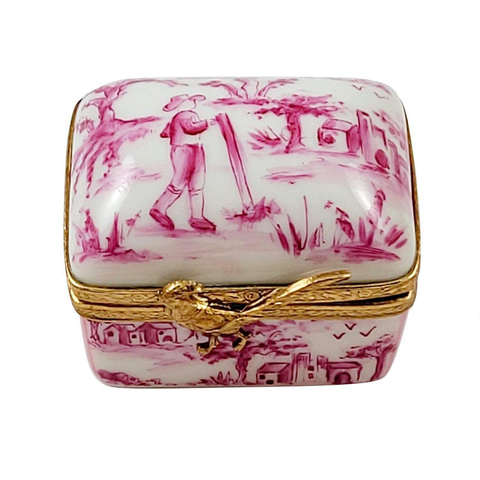 Pink Toile Porcelain Limoges Traditional furniture French Trinket Box
