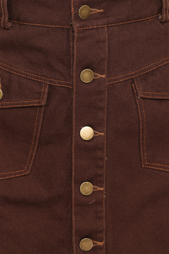Petal and Pup USA BOTTOMS Presley Denim Skort - Dark Brown