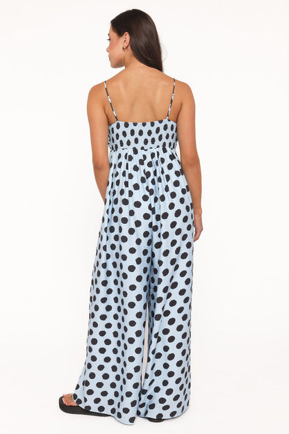 PLAYSUITS Pricilla Jumpsuit - Blue Polka Dot