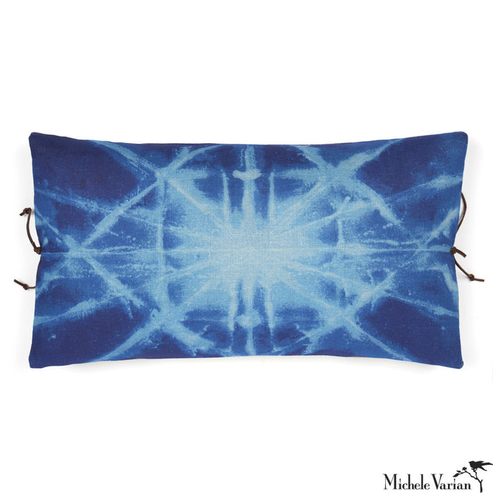 Printed Linen Pillow Starburst Blue 12x22