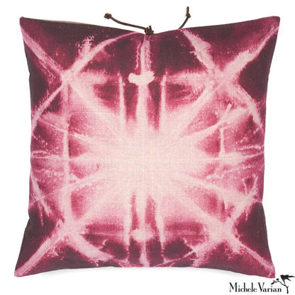 Printed Linen Pillow Starburst Plum 16x16