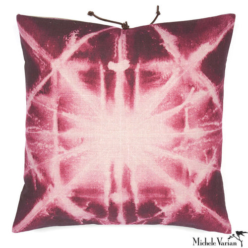 Printed Linen Pillow Starburst Plum 16x16