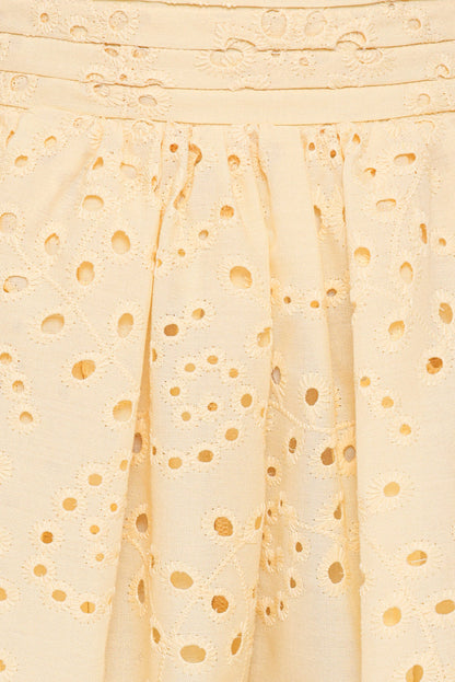 Petal and Pup USA BOTTOMS Regina Eyelet Flowy Short - Butter Yellow