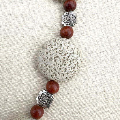 Resin River Stones Necklace with wood Pendants