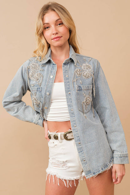 Rhinestone Embellished Denim Jacket