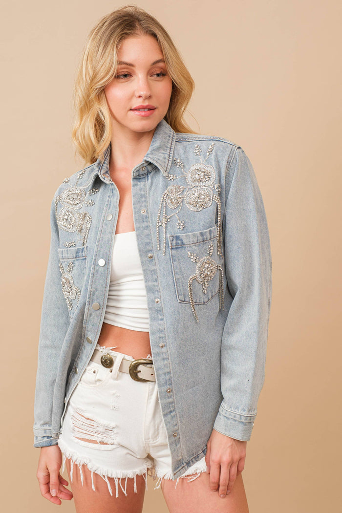 Rhinestone Embellished Denim Jacket