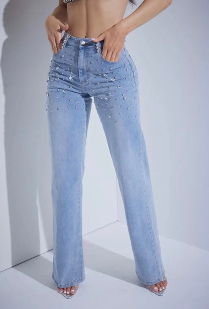 Rhinestone Embellished Jeans
