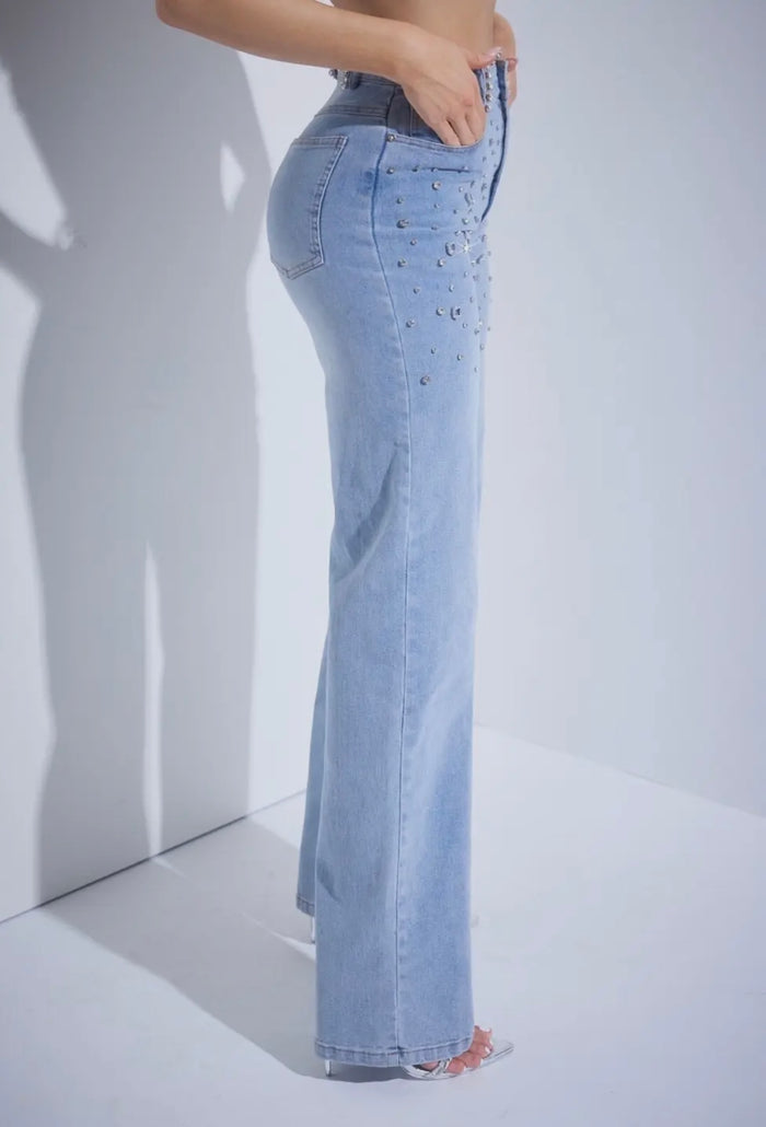 Rhinestone Embellished Jeans