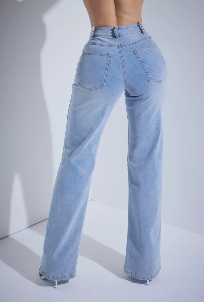Rhinestone Embellished Jeans