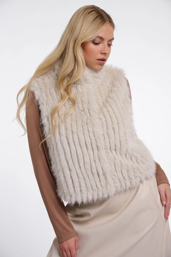 Rino & Pelle Dava Waistcoat Birch 7002611 on model. Shop Rino & Pelle at Dotique