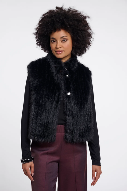 Rino & Pelle Dava Waistcoat Black 7002611 on model. Shop Rino & Pelle at Dotique