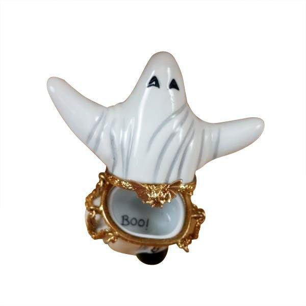 Ghost with Ball and Chain Porcelain Limoges halloween French Trinket Box
