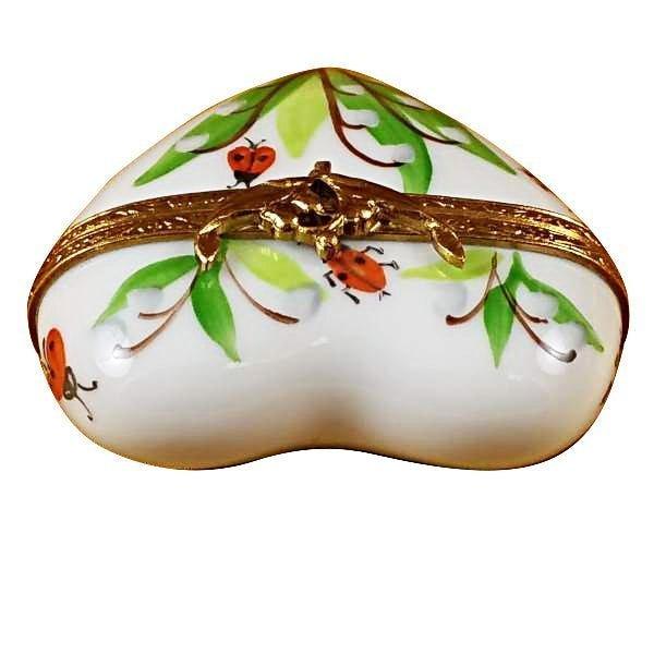 Lily of the Valley Heart Porcelain Limoges heart bugs critters garden French Trinket Box