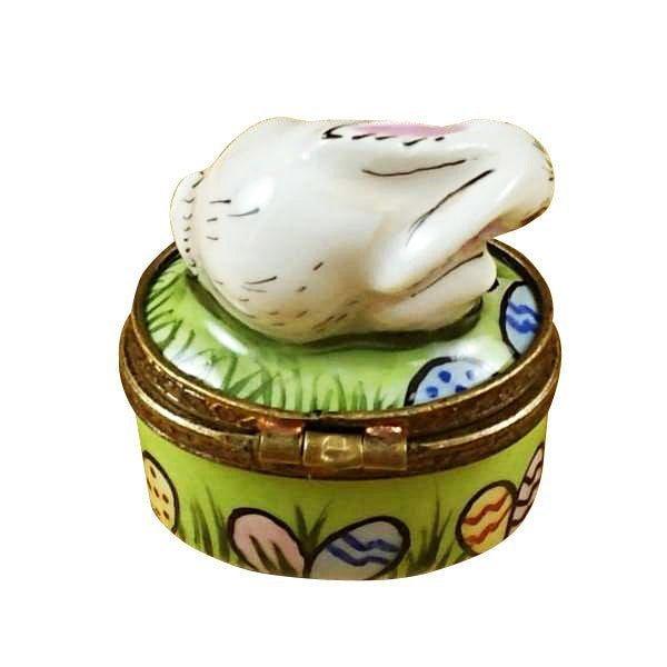 Mini Rabbit with Easter Eggs Porcelain Limoges rabbits French Trinket Box