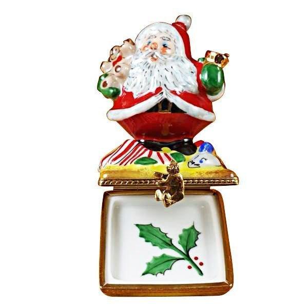 Santa with Bell Porcelain Limoges Santa French Trinket Box