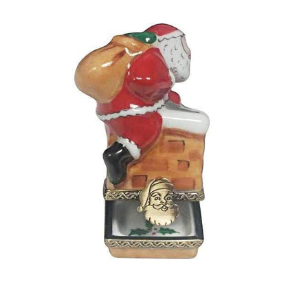 Santa on Roof Porcelain Limoges Santa French Trinket Box