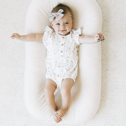 Ruffle Bubble Romper - Soft Dots
