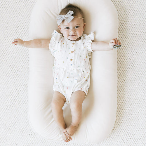 Ruffle Bubble Romper - Soft Dots