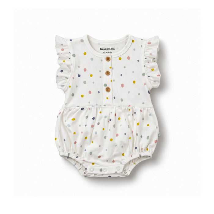 Ruffle Bubble Romper - Soft Dots