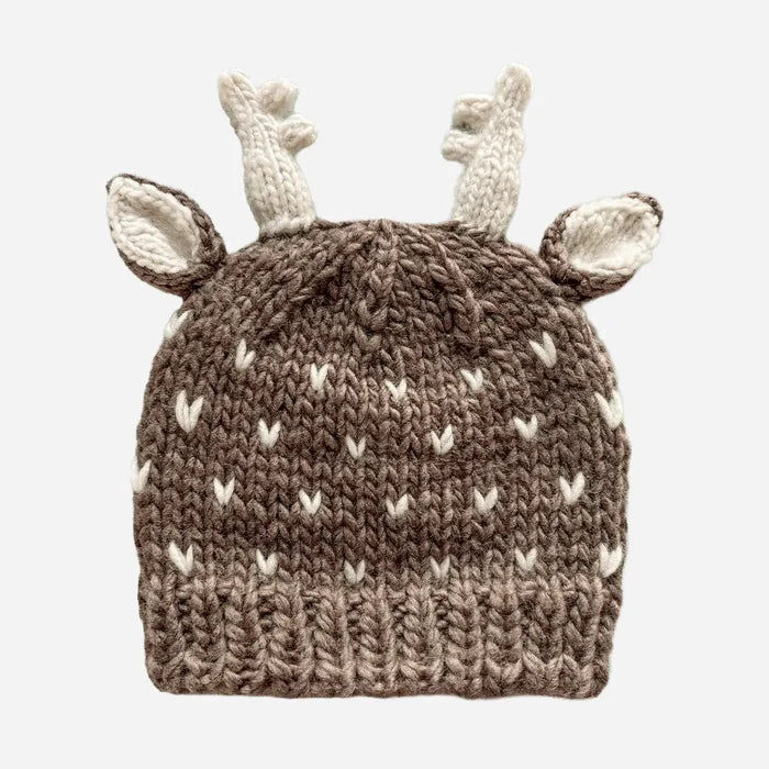 Sawyer Deer Hat Tan Woodland Brown Baby Beanie Photoshoot