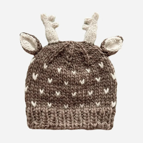 Sawyer Deer Hat Tan Woodland Brown Baby Beanie Photoshoot