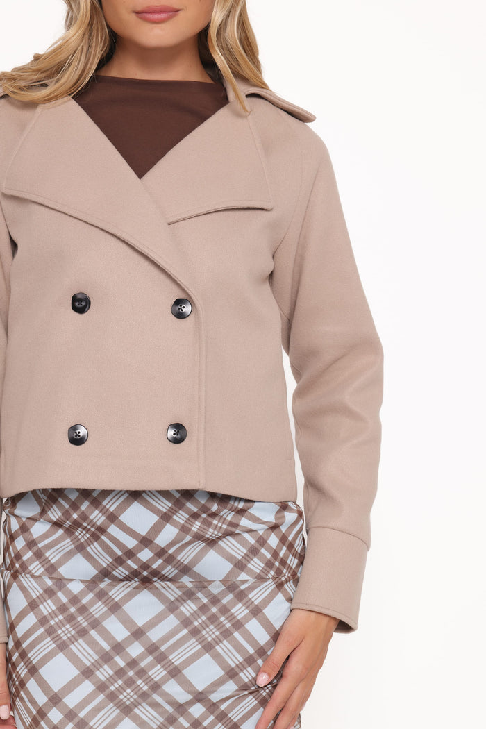 Petal and Pup USA OUTERWEAR Saylor Cropped Car Coat - Oatmeal