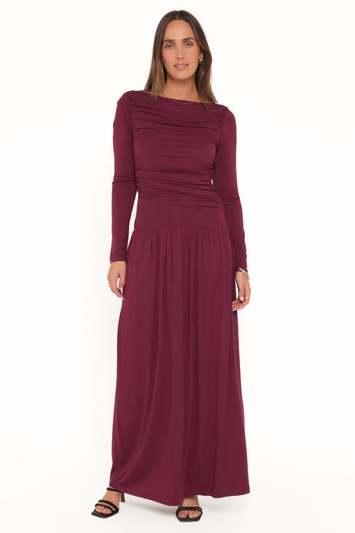 Petal and Pup USA DRESSES Shirley Long Sleeve Maxi Dress - Burgundy