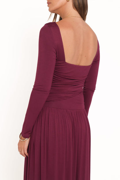 Petal and Pup USA DRESSES Shirley Long Sleeve Maxi Dress - Burgundy
