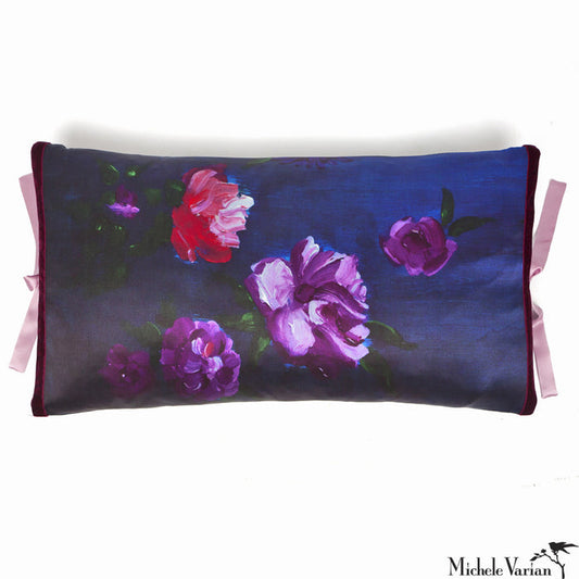 Silk Print Pillow Inky Floral 12x22