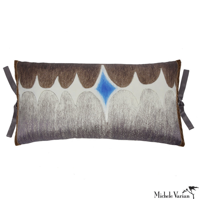 Silk Print Pillow Multi Spear Gray 12x22