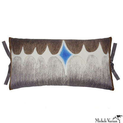 Silk Print Pillow Multi Spear Gray 12x22