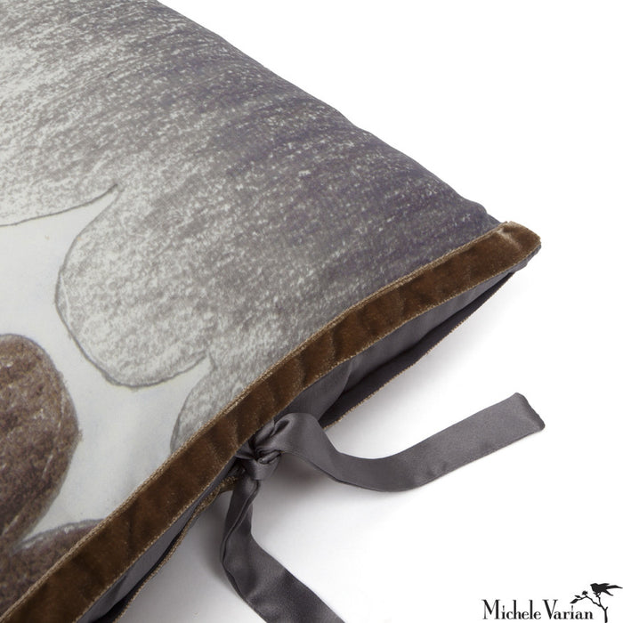 Silk Print Pillow Multi Spear Gray 12x22
