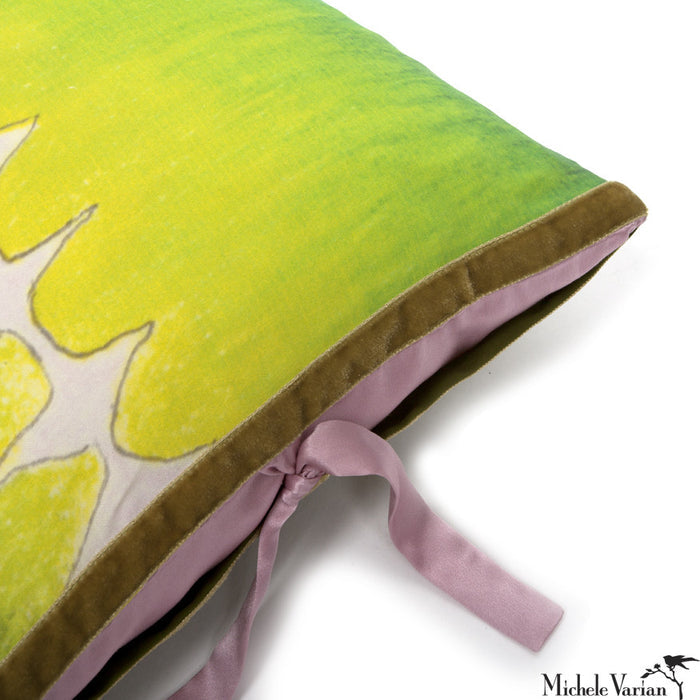 Silk Print Pillow Multi Spear Green 12x22