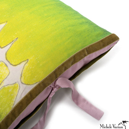 Silk Print Pillow Multi Spear Green 12x22